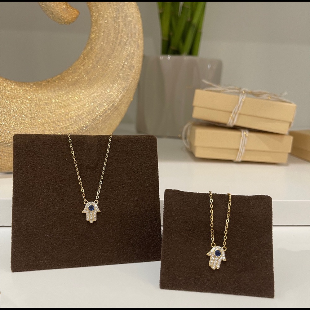 Gold Hamsa Hand Necklace - Picture 1 of 4